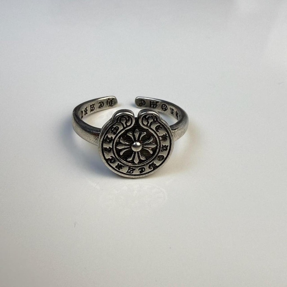 Mens Silver Adjustable Ring Horseshoe Floral Cross Gothic Style Size 6-10